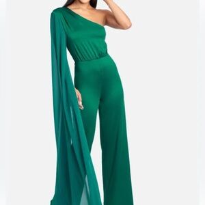 One-Shoulder Emerald Green Jumpsuit